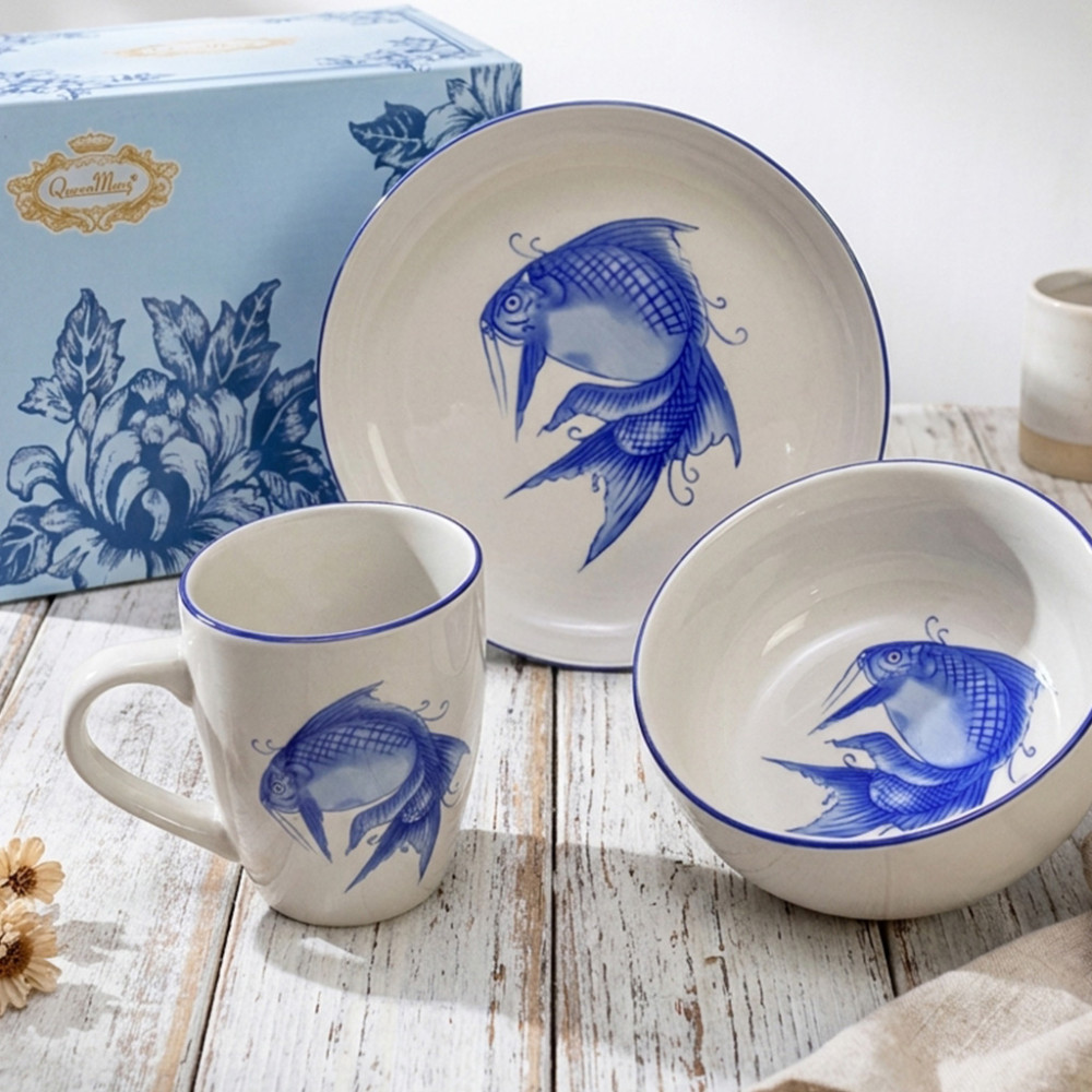 QM DINNER SET 3PCS BLUE FISH (12)