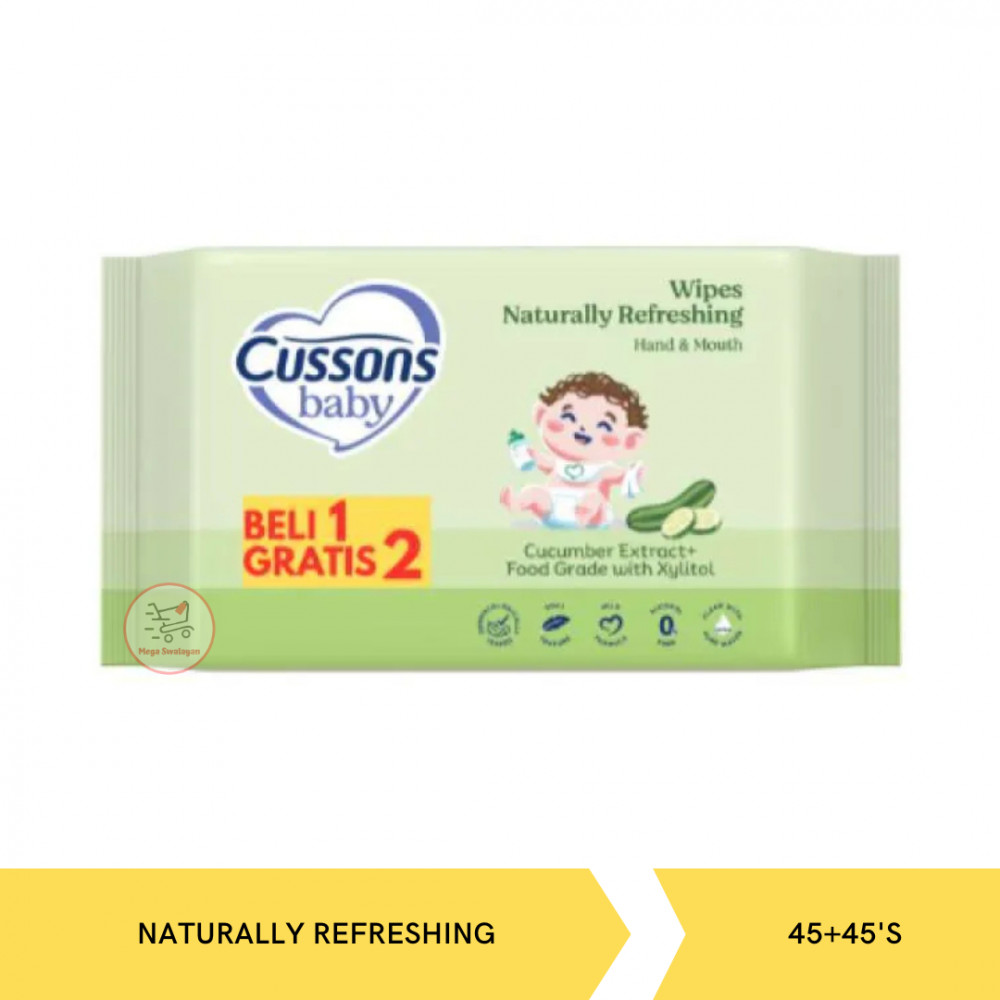CUSSONS BABY WIPES NATURALLY REFRESHING 45+45`S X 12