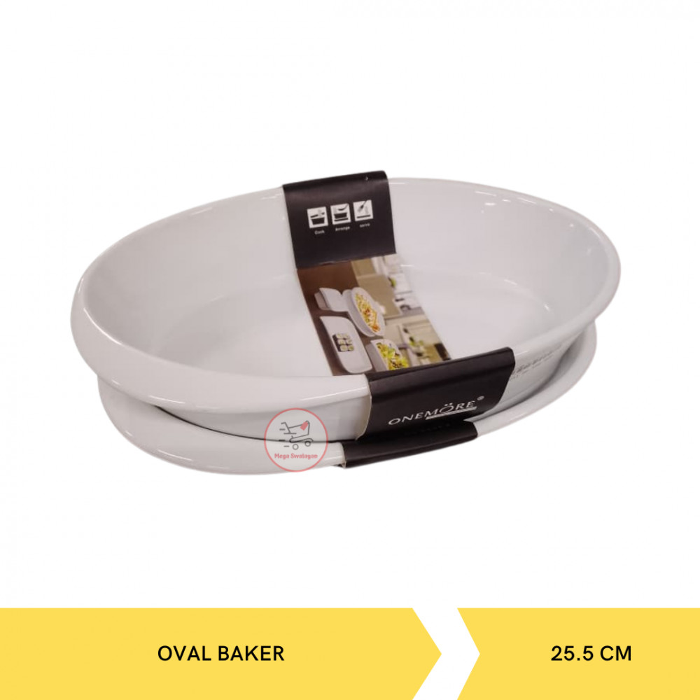 ONEMORE S1357-10 25.5CM OVAL BAKER W/PLATE WHITE