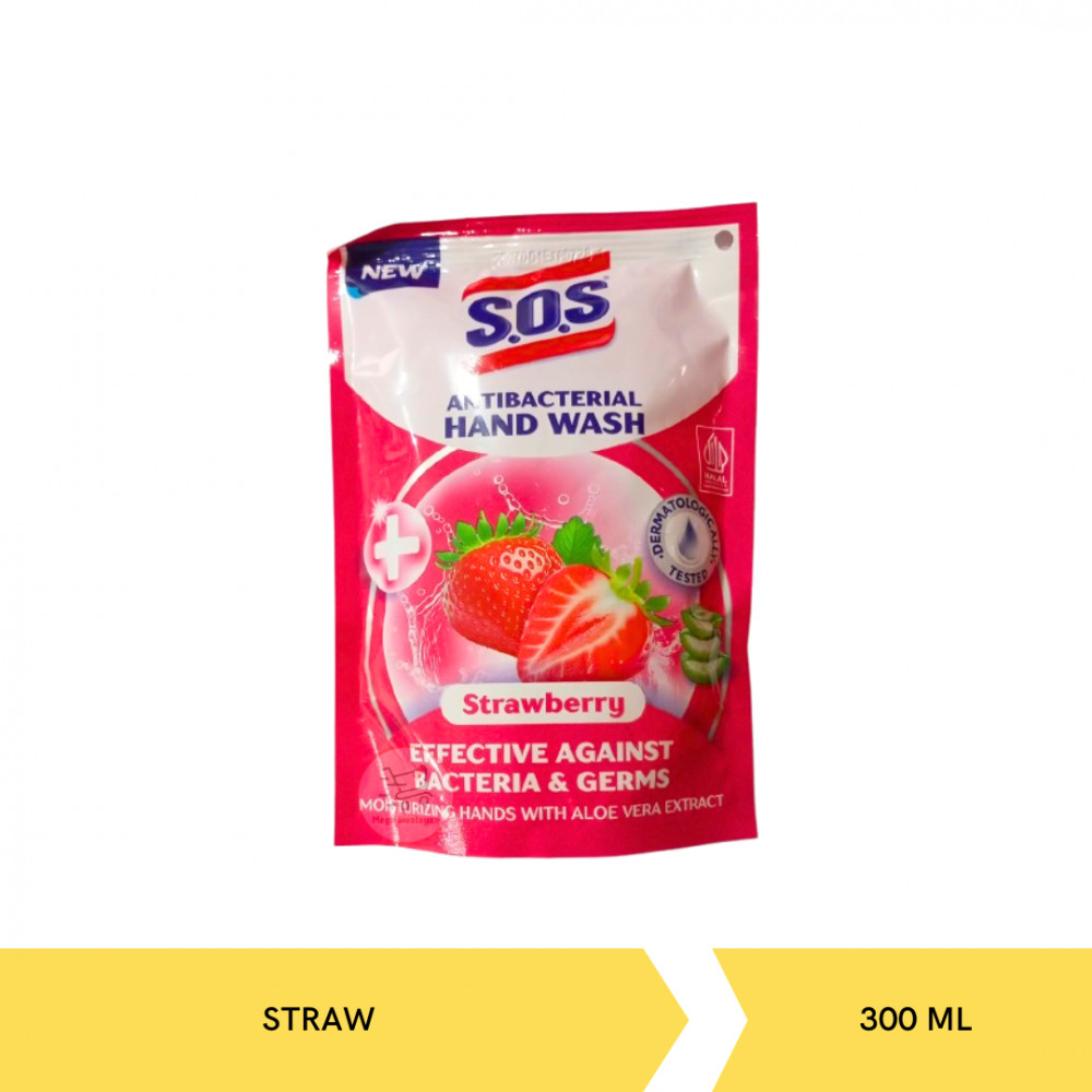 SOS HANDWASH STRAW POUCH 300ML X 12