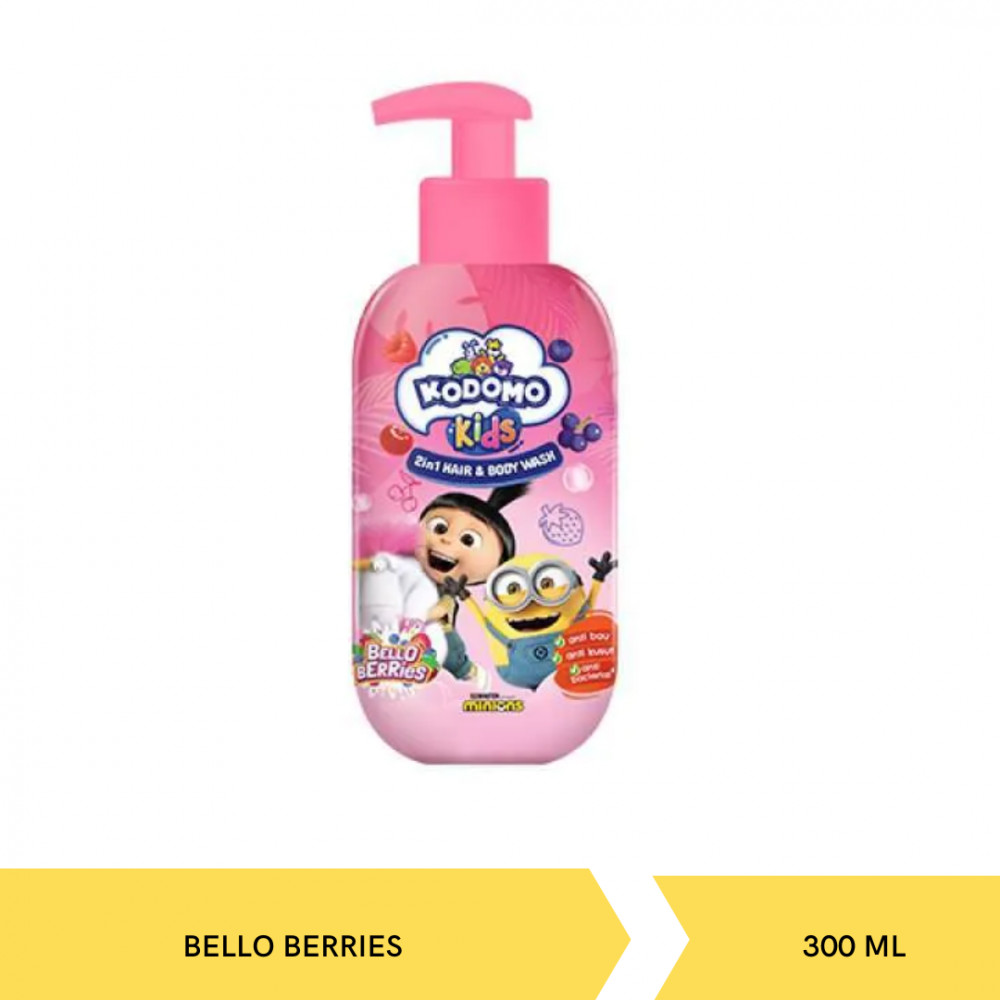 KODOMO KIDS 2IN1 HAIR&BW BELLO BERRIES BTL 300ML X 12
