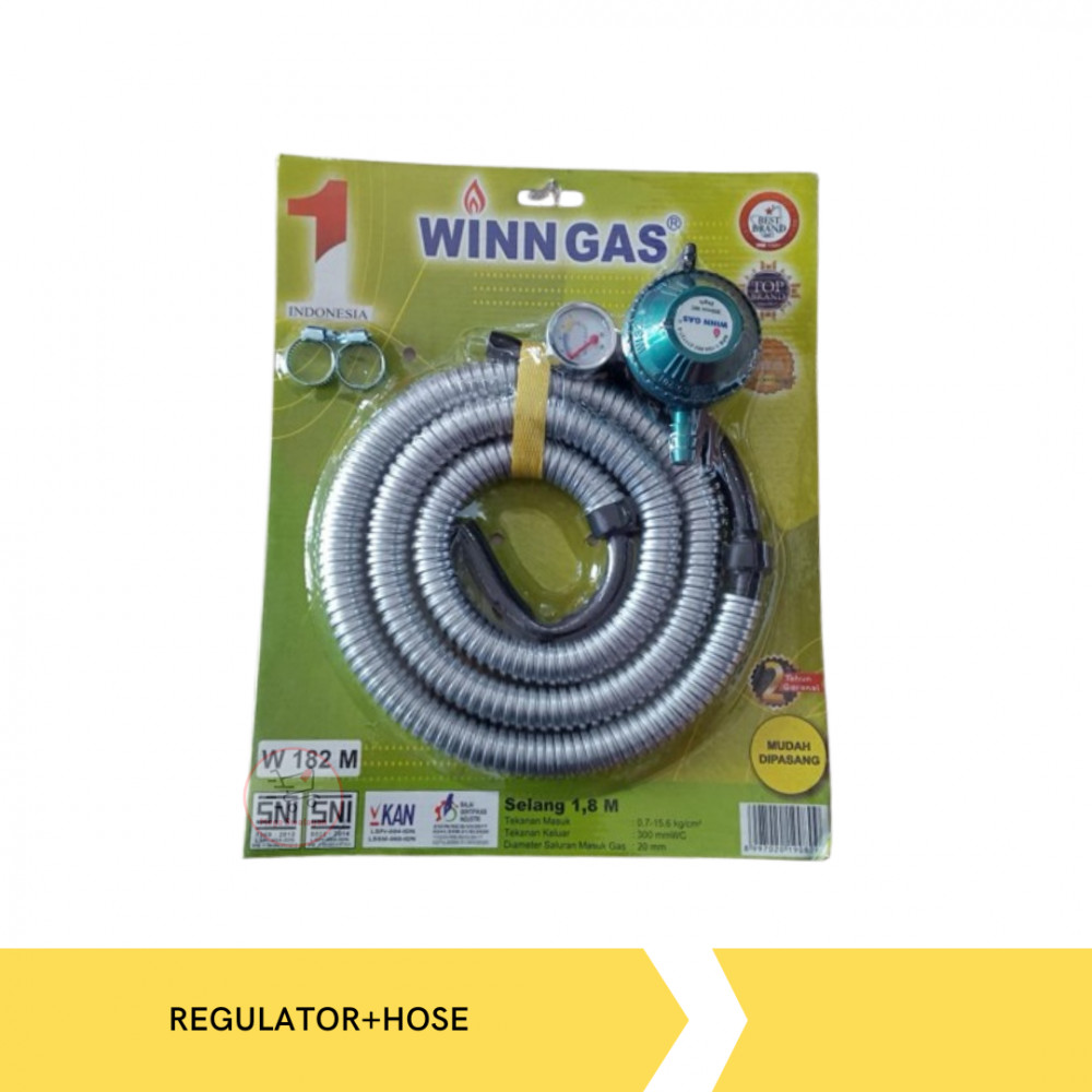 WINN GAS W182M REGULATOR+HOSE 1.8M