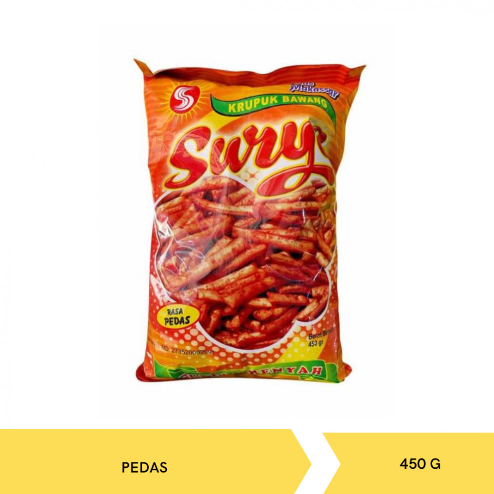 SURYA KRUPUK BAWANG  PEDAS 450G X 10