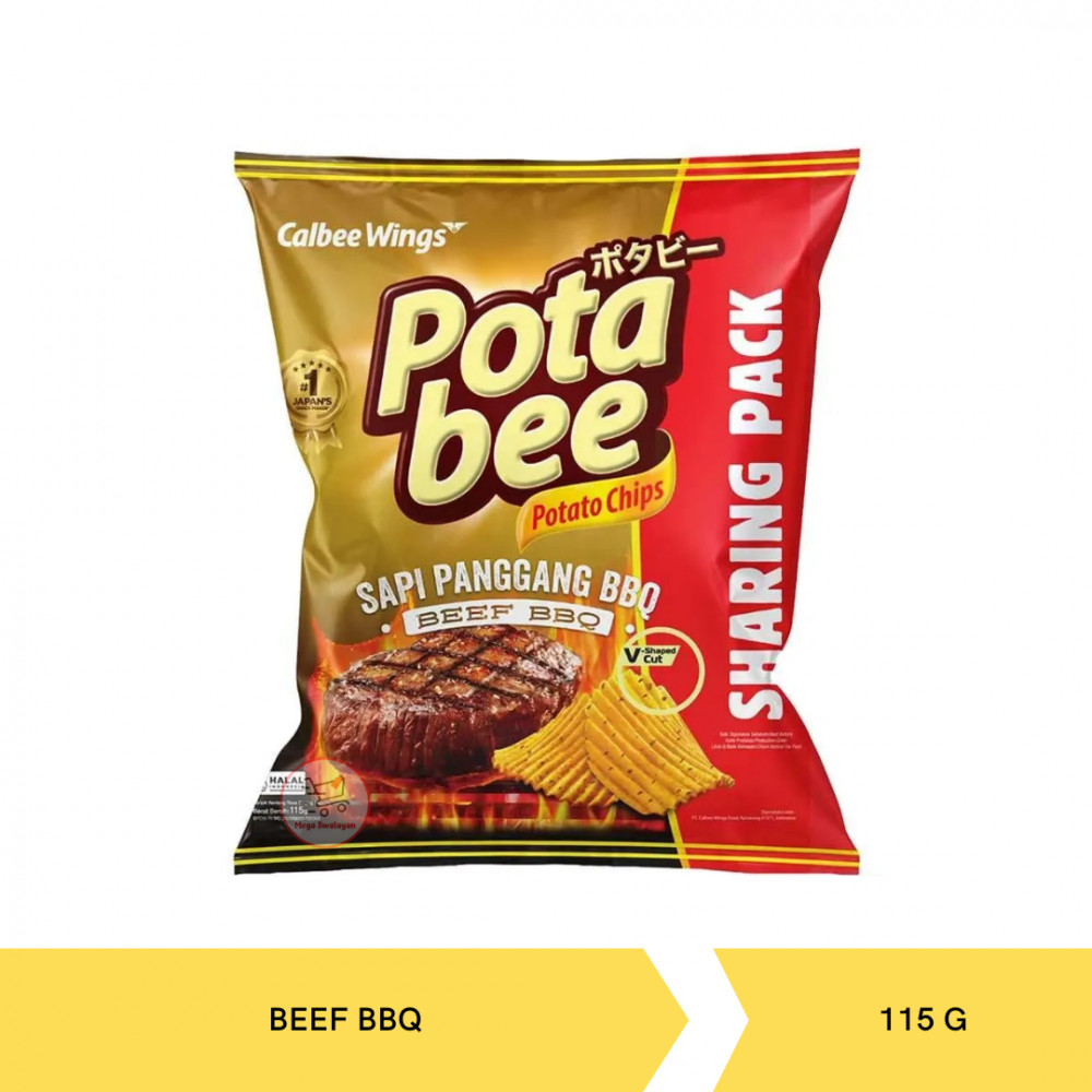 POTABEE POTATO CHIPS BEEF BBQ 115G X 18