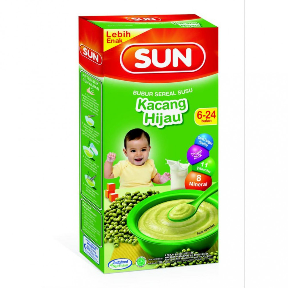 SUN BUBUR 6+ KACANG HIJAU KTK 120G X 24