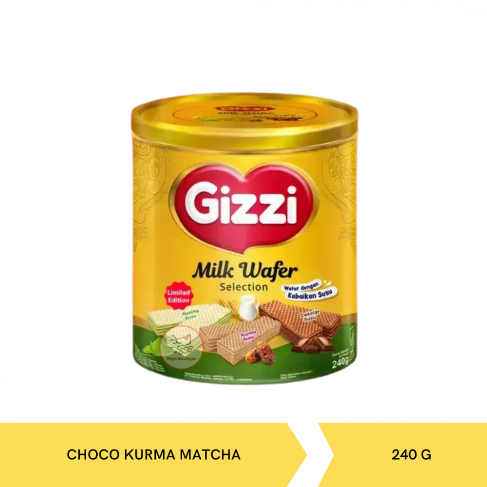 GIZZI WFR MILK CHOCO, KURMA, MATCHA 240G