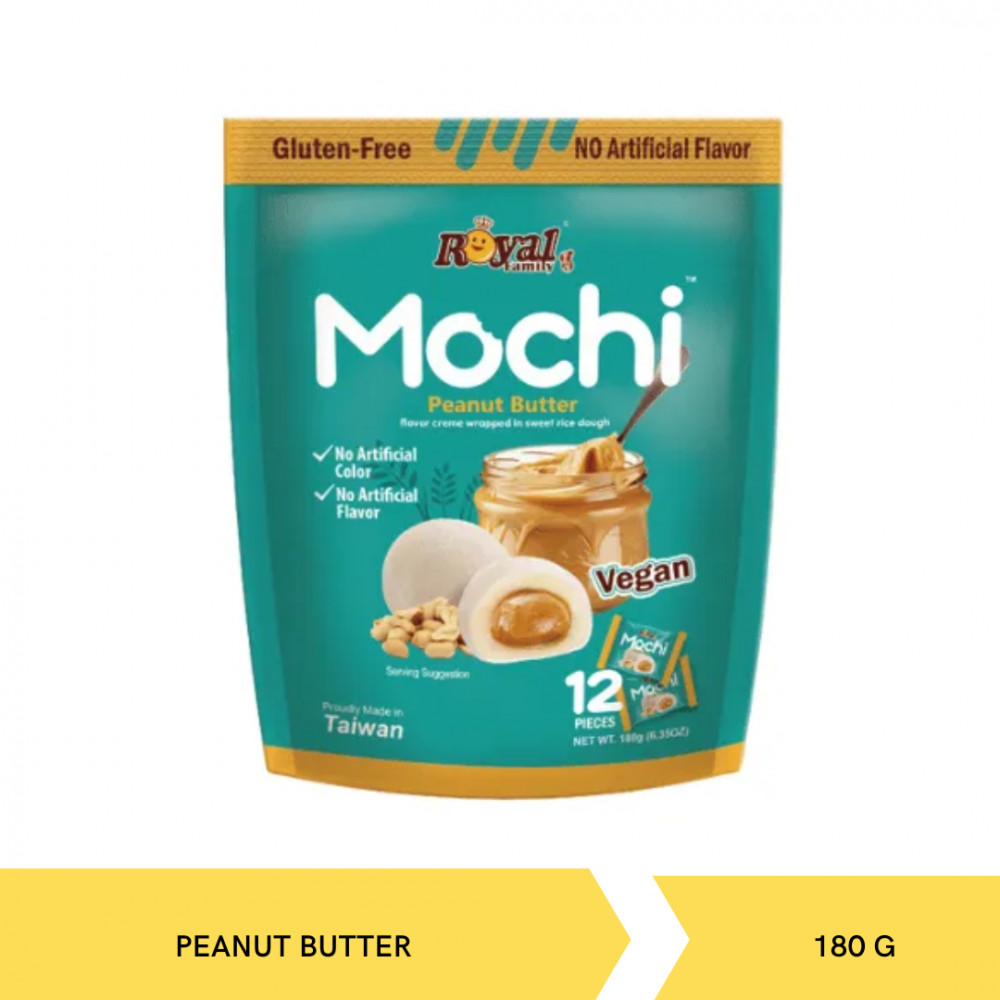 ROYAL FAMILY MOCHI PEANUT BUTTER POUCH 180G X 12