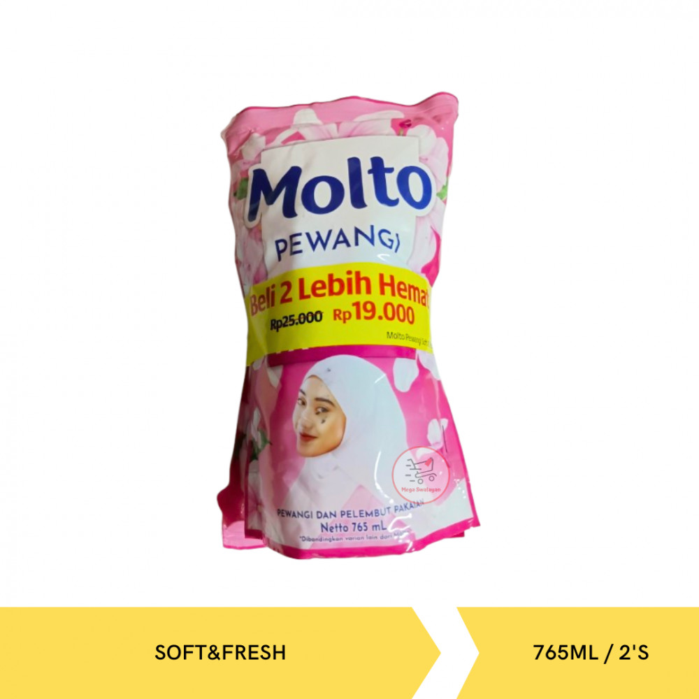 MOLTO PEWANGI SOFT&FRESH PACK 765ML/2`S X 6