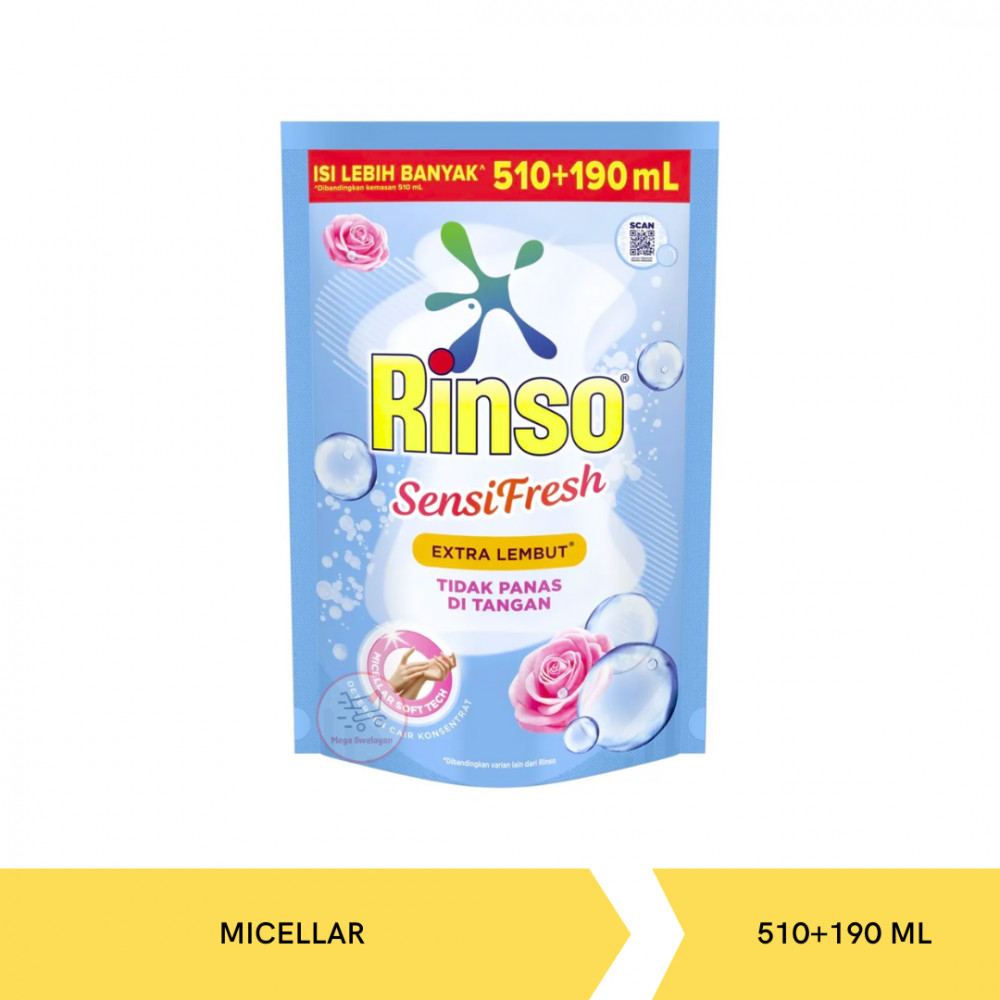 RINSO SENSI FRESH LIQ MICELLAR 510ML+190MLX 12