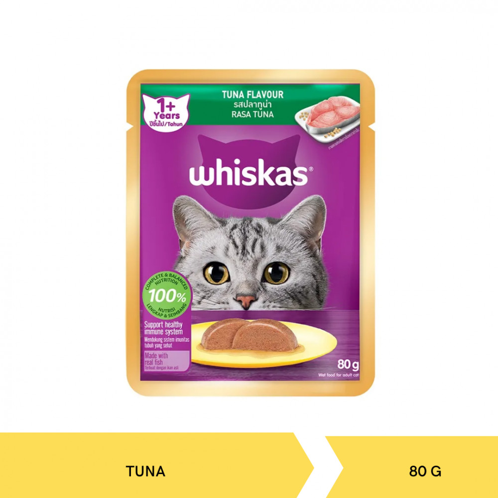 WHISKAS TUNA POUCH 80G X 28