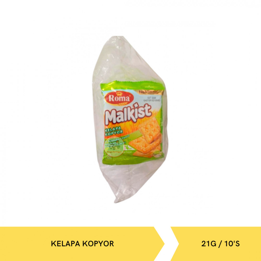 ROMA MALKIST KELAPA KOPYOR PACK 21G/10`S X 12