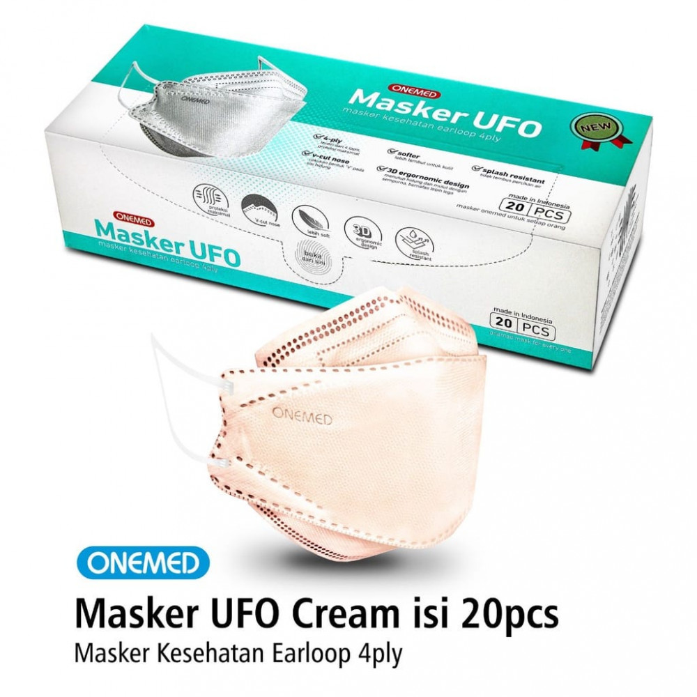 ONEMED MASKER UFO EARLOOP 4PLY CREAM 20`S