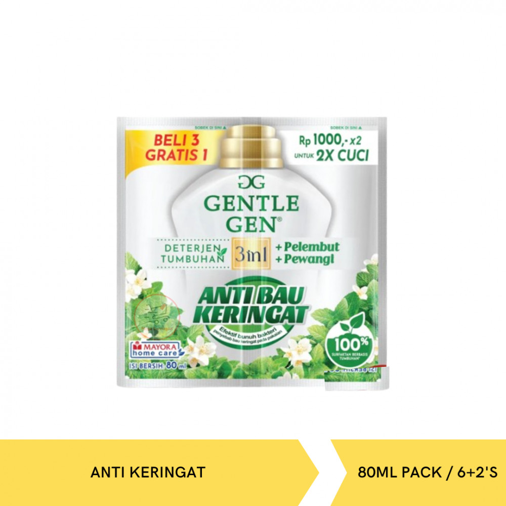 GENTLE GEN LIQ DET ANTI KERINGAT 80ML PACK/6+2`S X 10