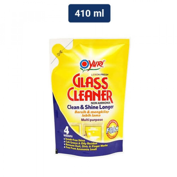 YURI GLASS CLEANER LEMON POUCH 410ML X 24