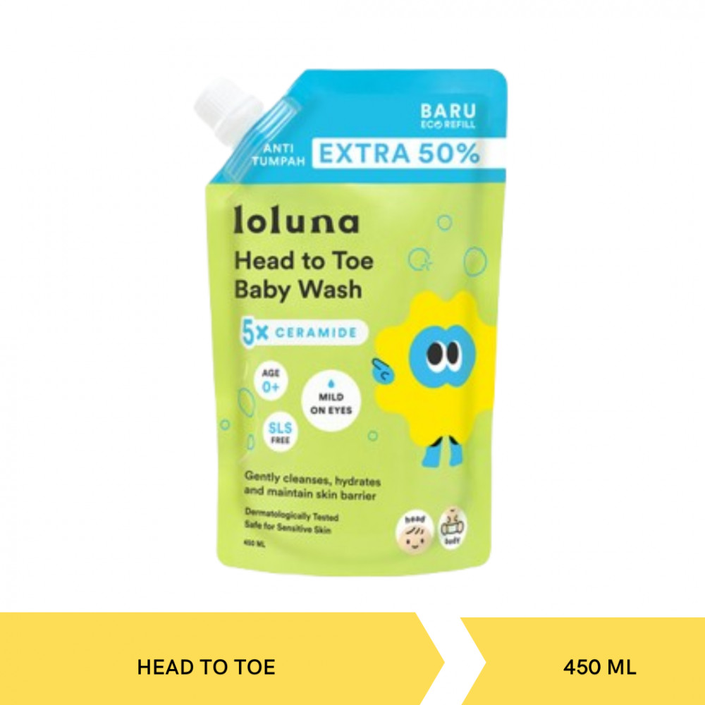 LOLUNA BABY  WASH HEAD TO TOE POUCH 450ML