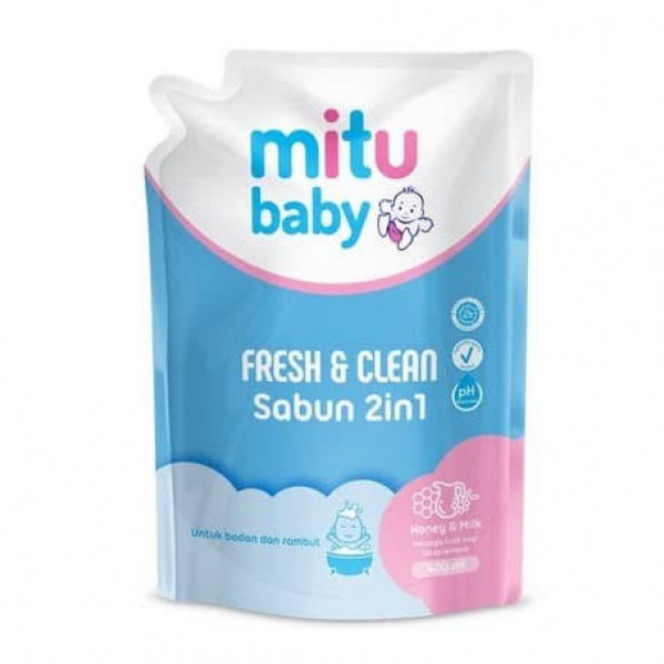 MITU BABY SOAP 2IN1 HONEY MILK POUCH 400ML