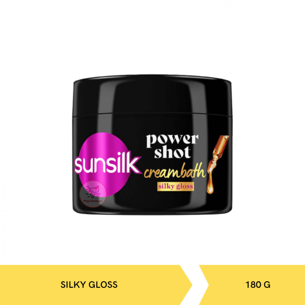 SUNSILK POWER SHOT CREAMBATH SILKY GLOSS POT 180 GR