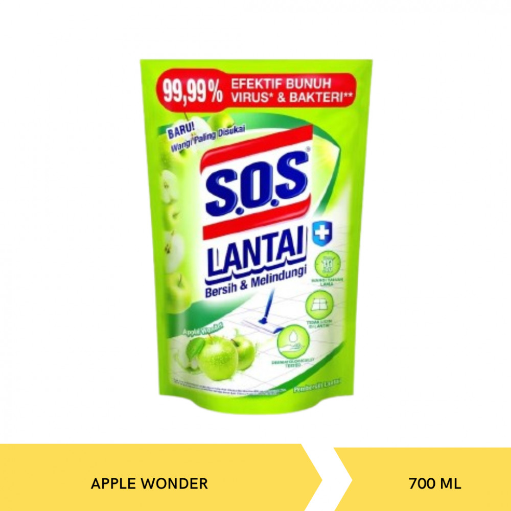 SOS FLOOR APPLE WONDER POUCH 700ML X 12