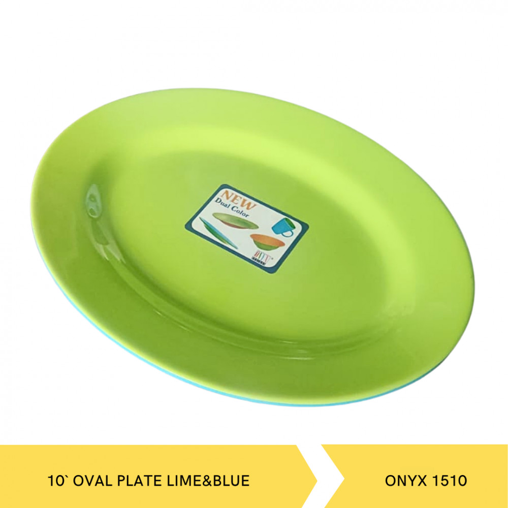 ONYX 1510-10` OVAL PLATE LIME&BLUE
