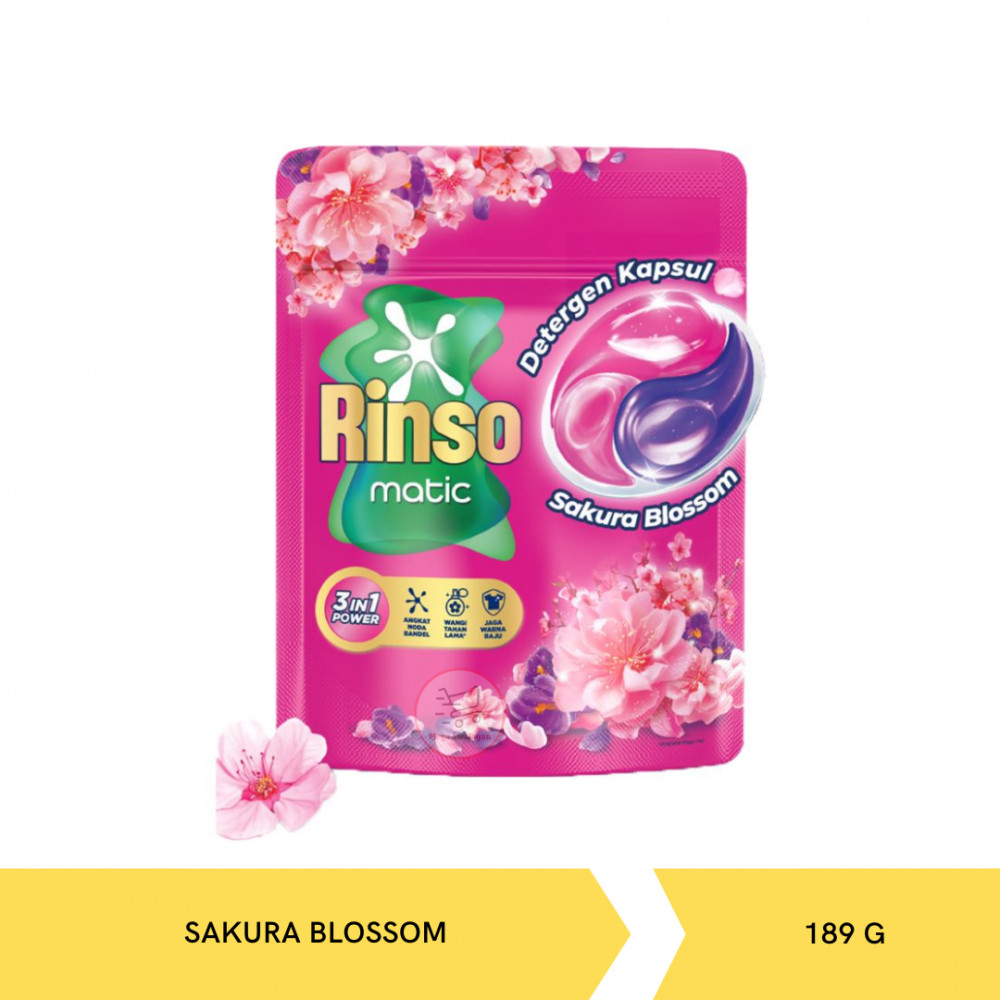 RINSO KAPSUL 3IN1 SAKURA BLOSSOM POUCH 189G X 10