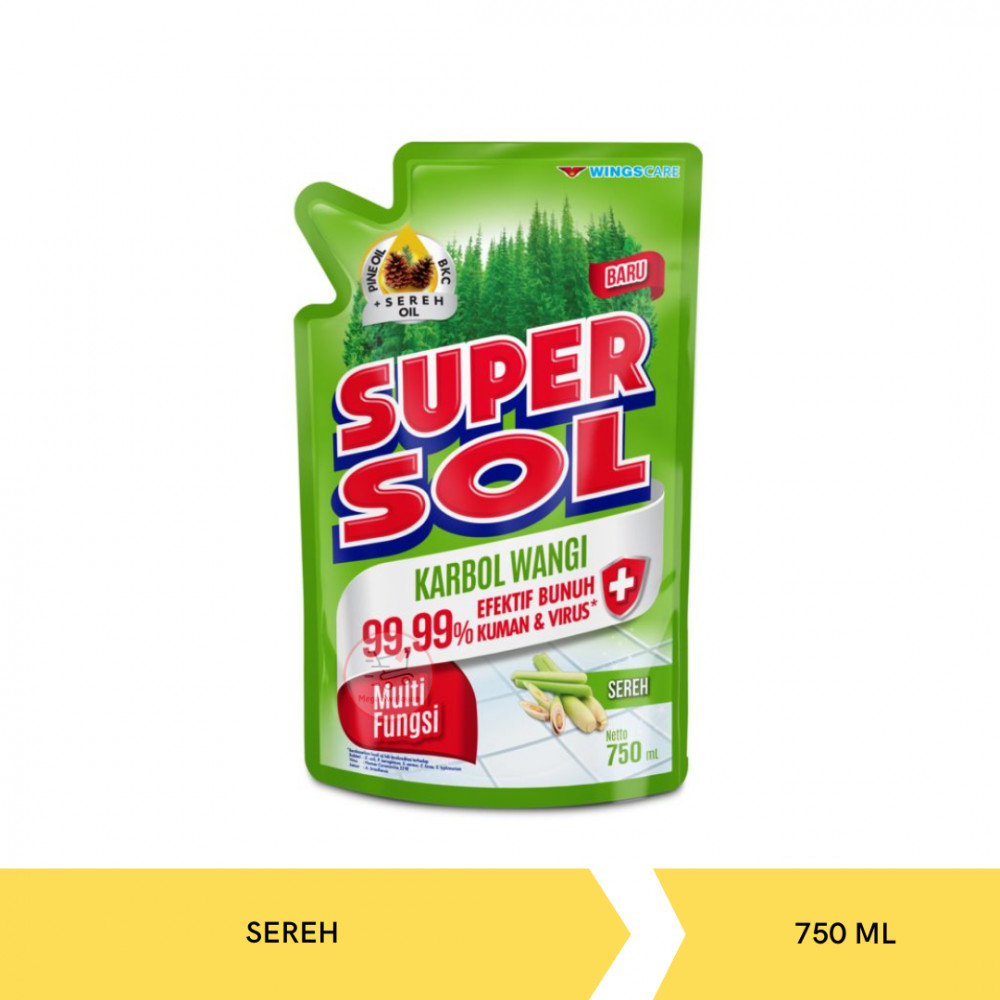 SUPERSOL KARBOL SEREH POUCH 750ML X 12