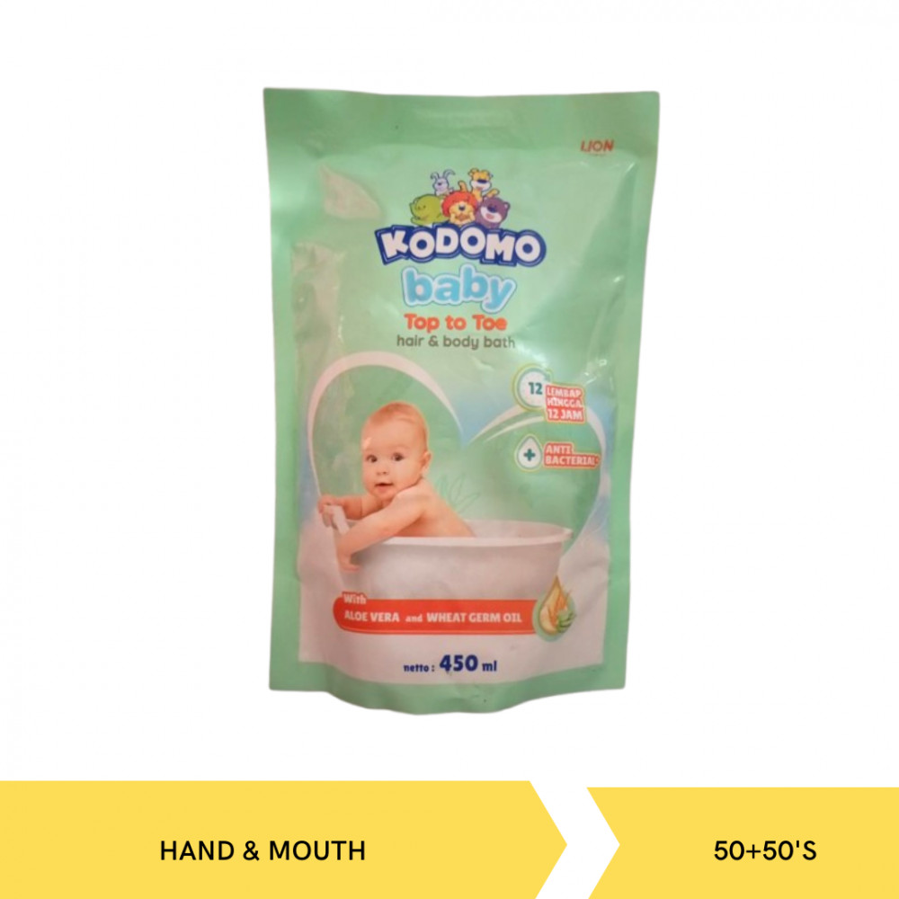 KODOMO BABY H&B BATH ALOE&WHEAT GERM OIL POUCH 450MLX24