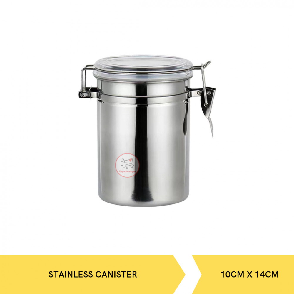 STAINLESS CANISTER 10CM X 14CMH