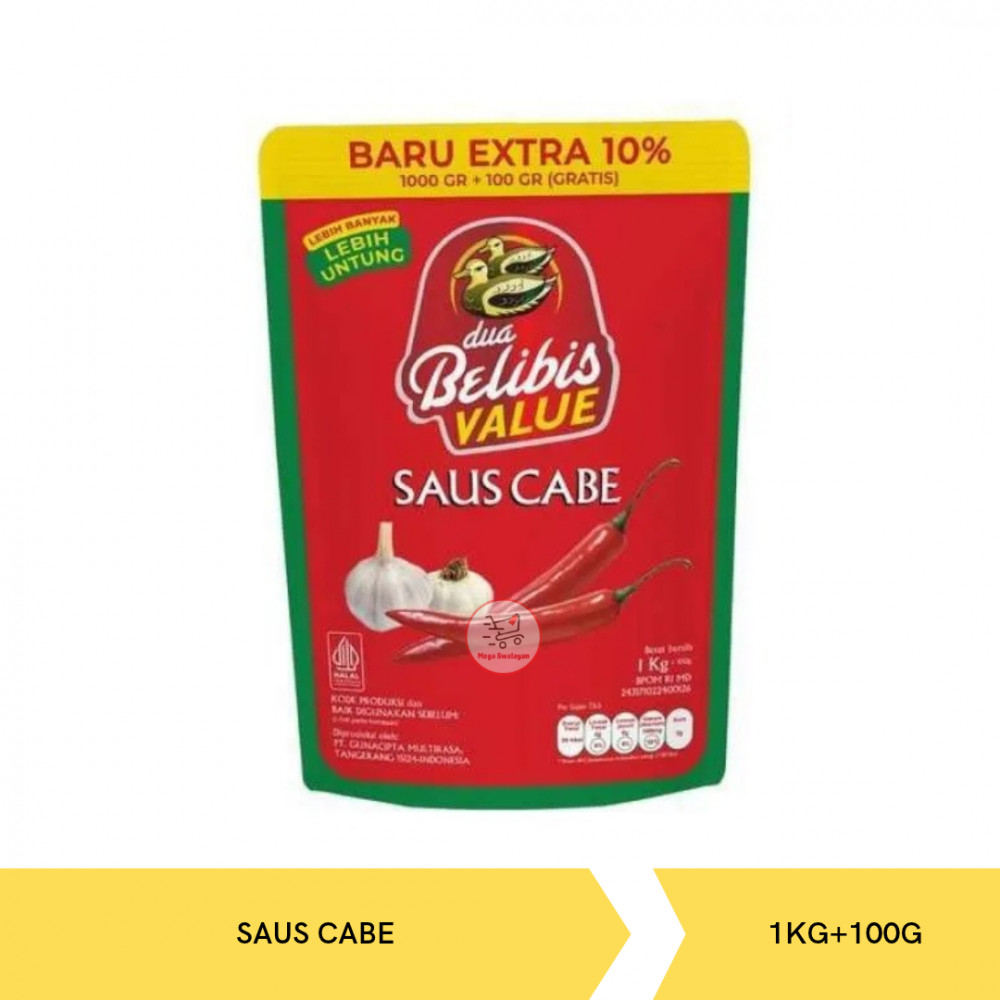 DUA BELIBIS SAUS CABE VALUE POUCH 1KG+100G X 10