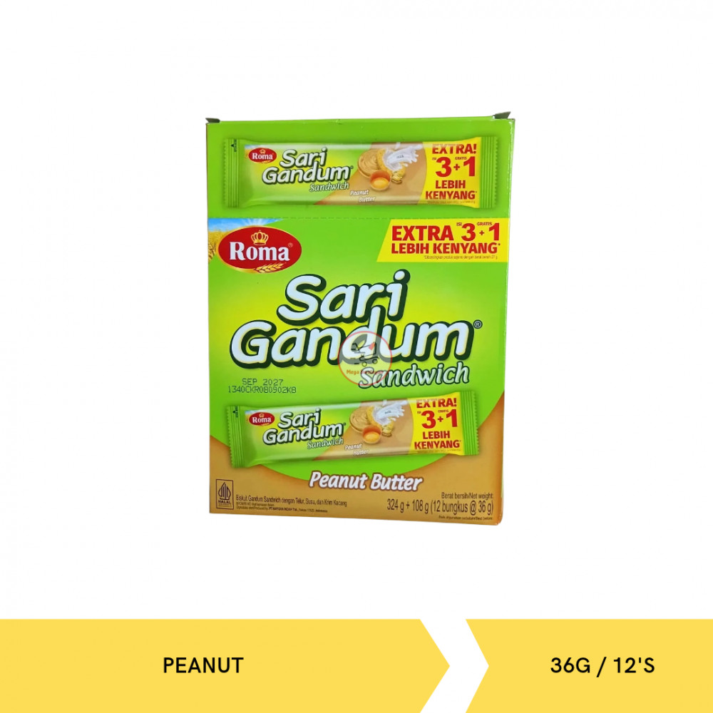 ROMA SANDW SARI GANDUM PEANUT KTK 36G/12`S X 10