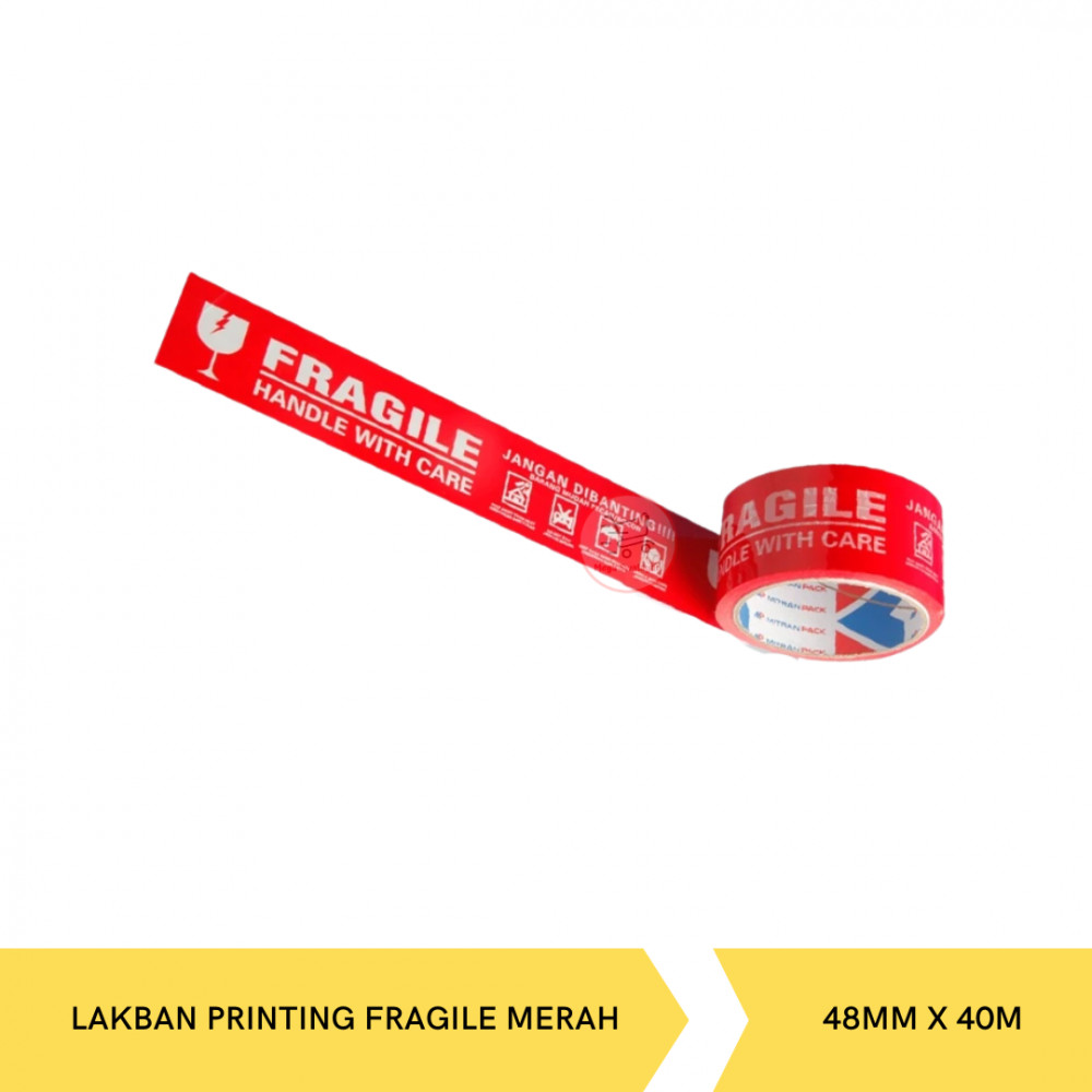 MITRAN PACK LAKBAN PRINTING FRAGILE MERAH 48MM X 40M