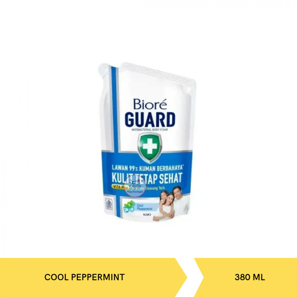 BIORE BODY FOAM  COOL PEPPERMINT POUCH 380ML X 12