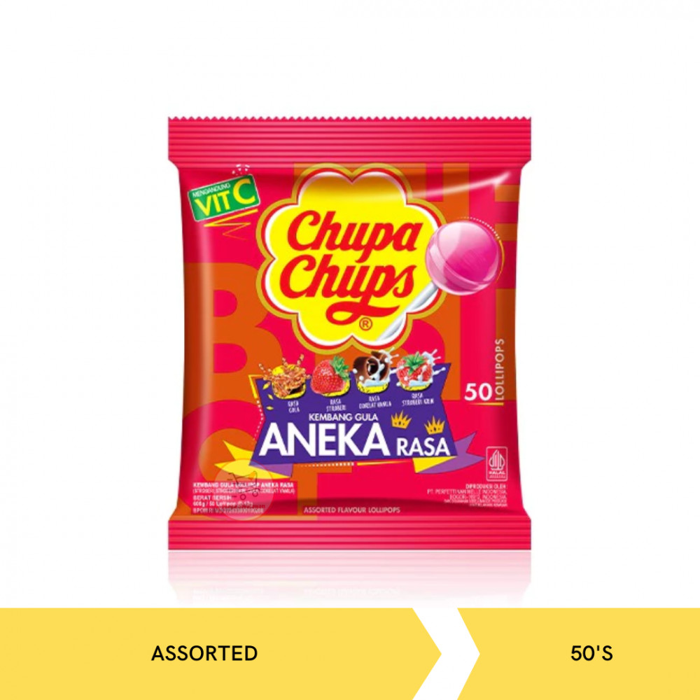 CHUPA CHUPS ASSORTED LOLLIPOP BAG 50`S