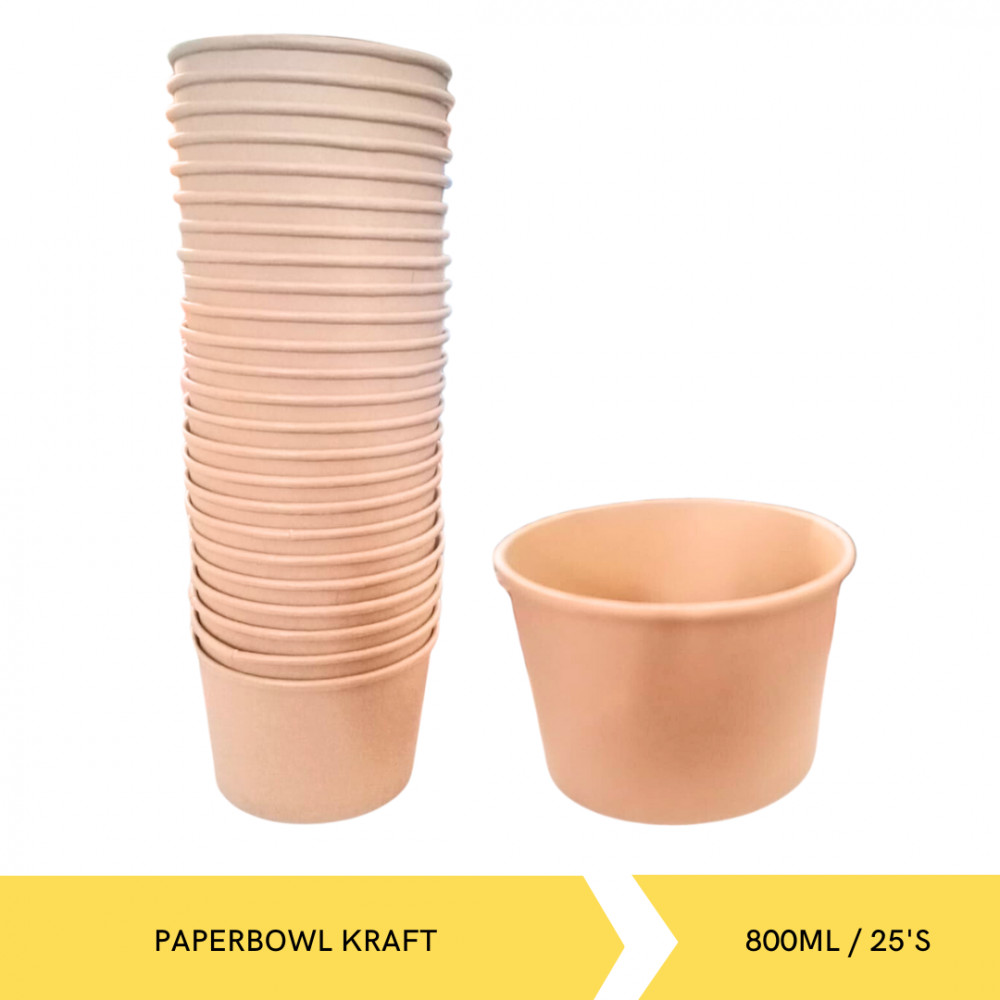 HIGENIK PAPERBOWL KRAFT 800ML/25`SX20