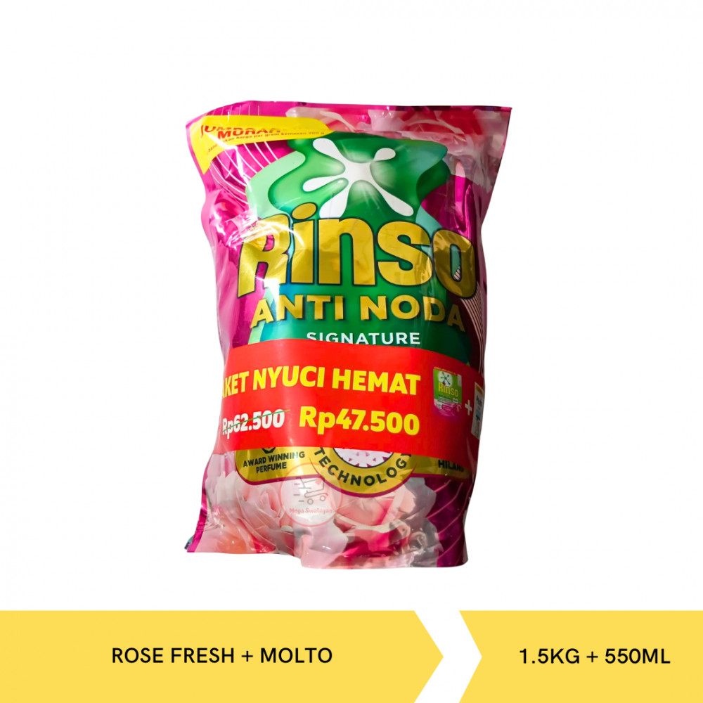 RINSO AN LIQ ROSE FRESH 1.5KG+MOLTO 550ML X6