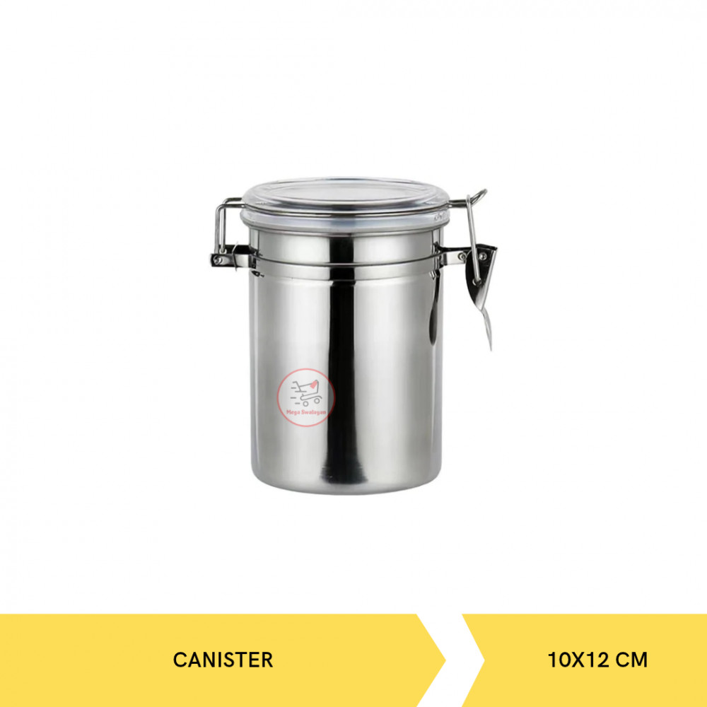 STAINLESS CANISTER 10CM X12CMH