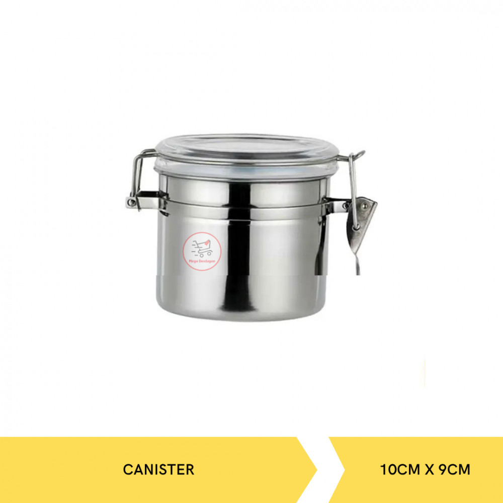 STAINLESS CANISTER 10CM X 9CMH
