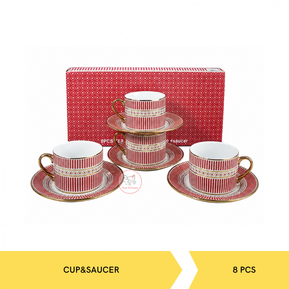 NAKAMI NK-E225R TEASET CUP&SAUCER/8 PCS