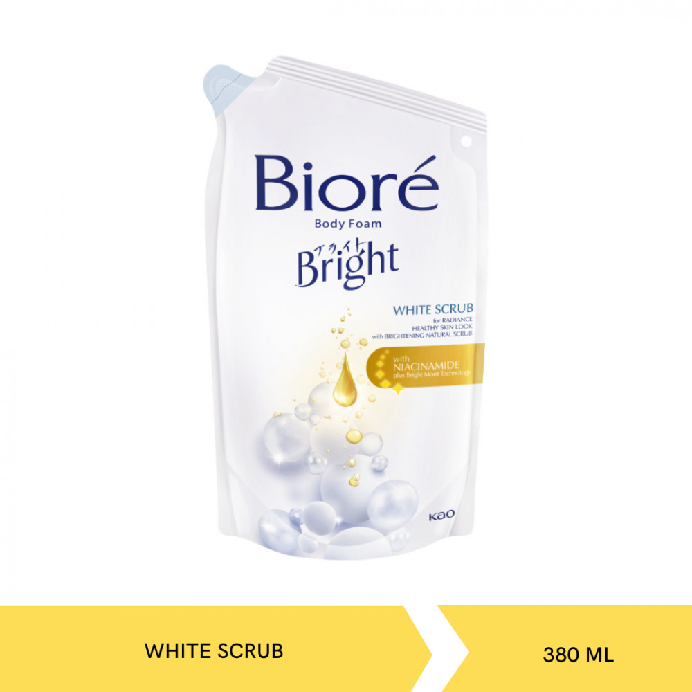 BIORE FOAM WHITE SCRUB POUCH 380ML X 12