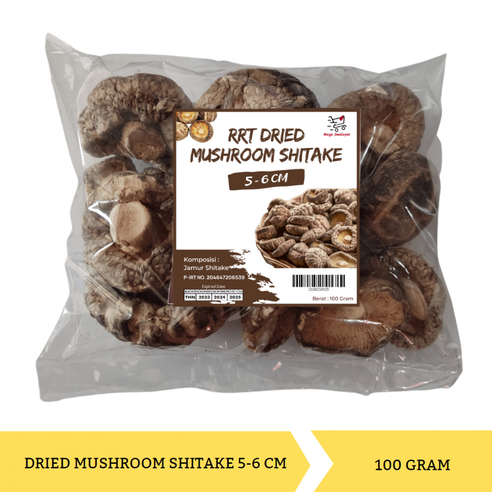 RRT DRIED MUSHROOM SHITAKE BSR 100G 5-6CMX30