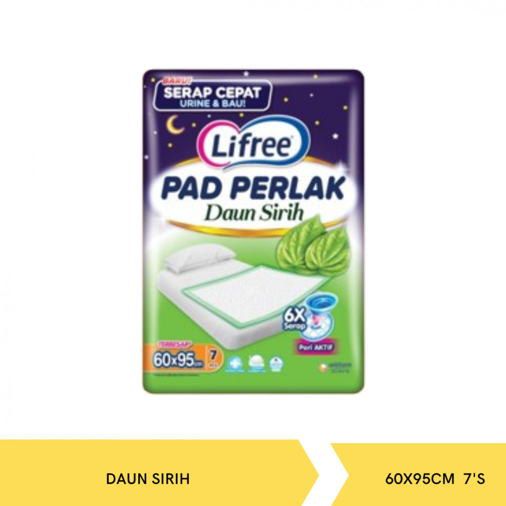 LIFREE PAD PERLAK DAUNSIRIH 60X95CM 7`S X 12