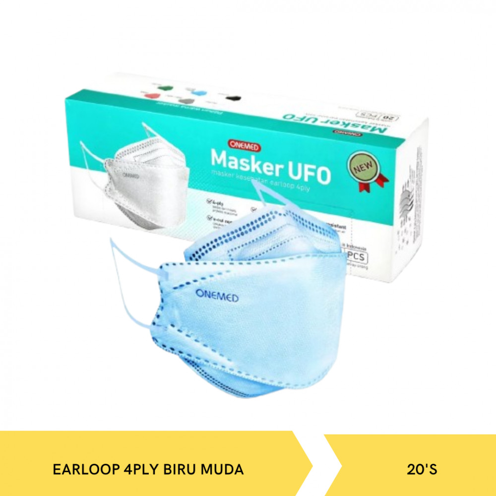 ONEMED MASKER UFO EARLOOP 4PLY BIRU MUDA 20`S