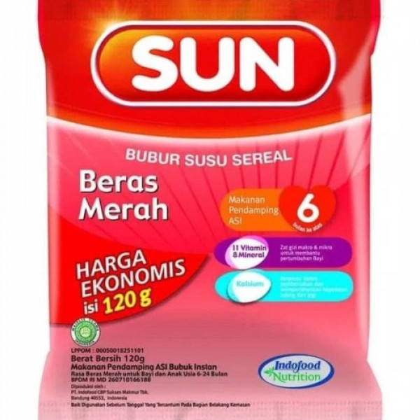 SUN BUBUR 6+ BERAS MERAH BAG 120G X 24
