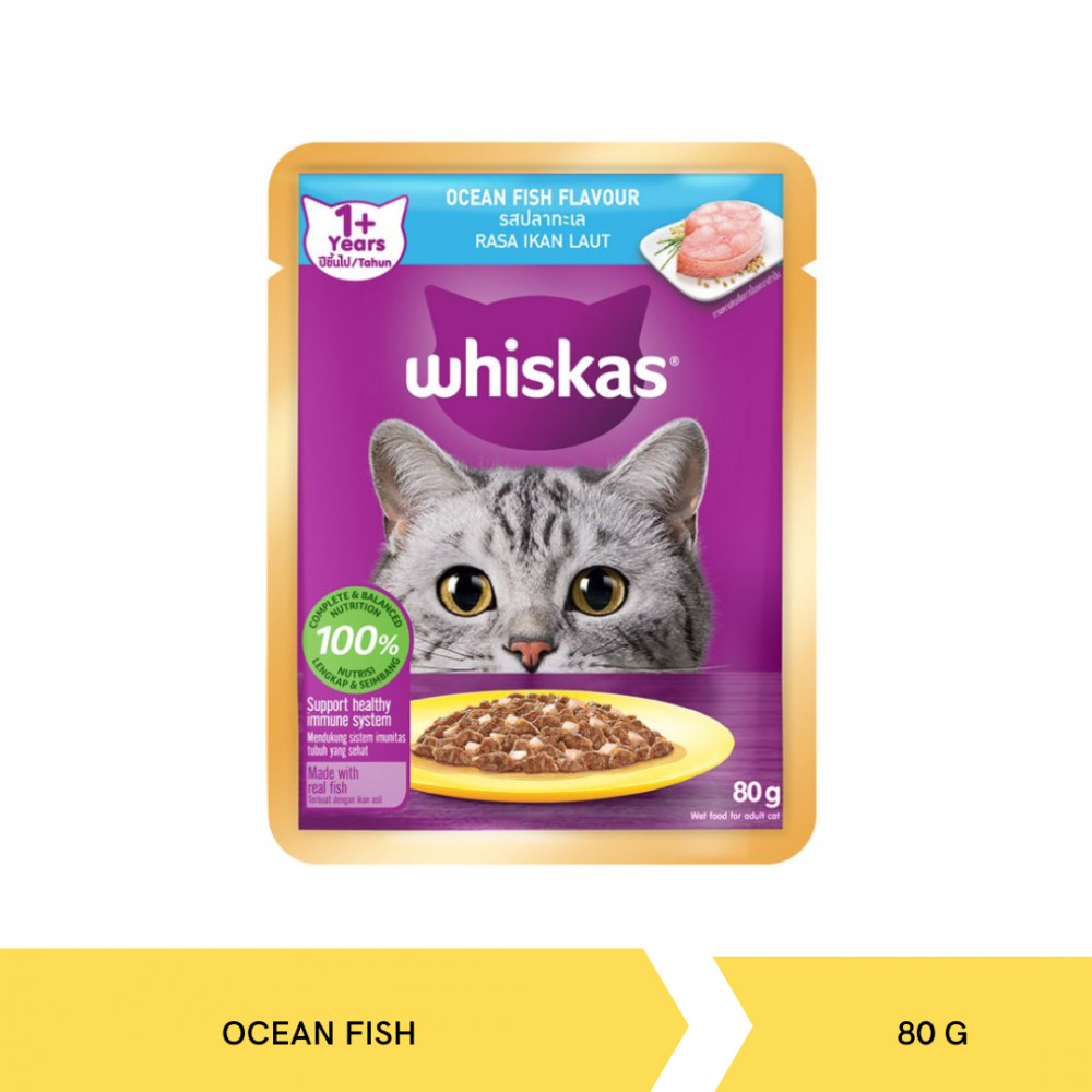 WHISKAS OCEAN FISH POUCH 80G X 28