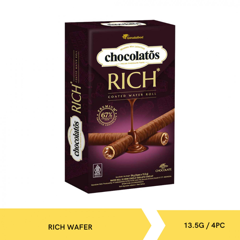 CHOCOLATOS RICH WAFER ROLL 13.5G/4PCX24