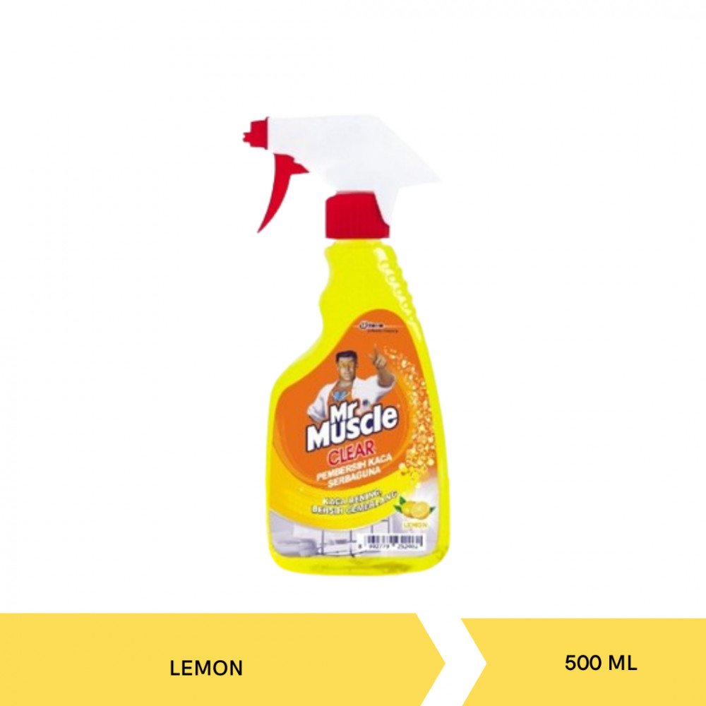 MR MUSCLE CLEAR GLASS LEMON SPRAY 500ML X 12