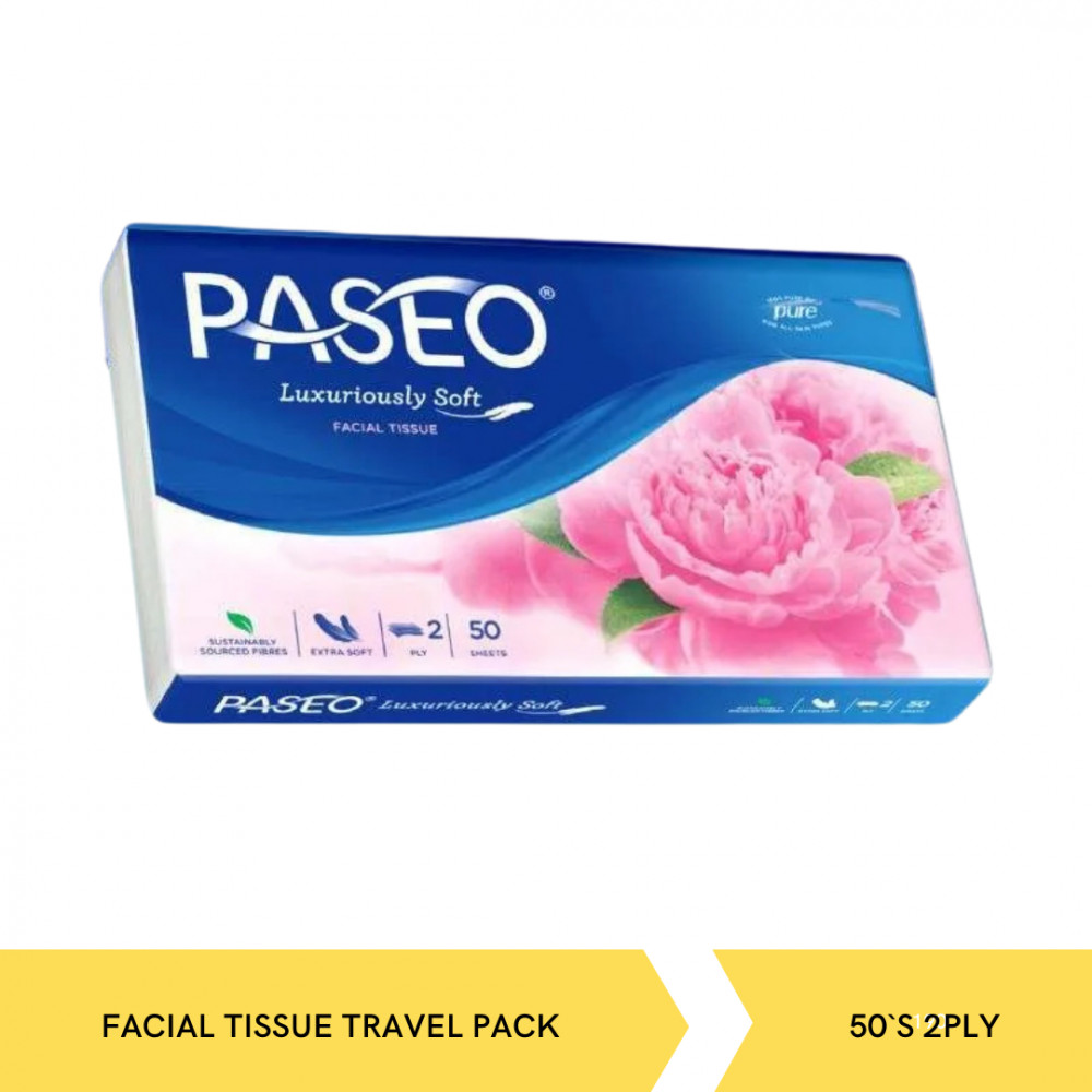 PASEO FACIAL TISSUE TRAVEL PACK 50`S 2PLY  X 48