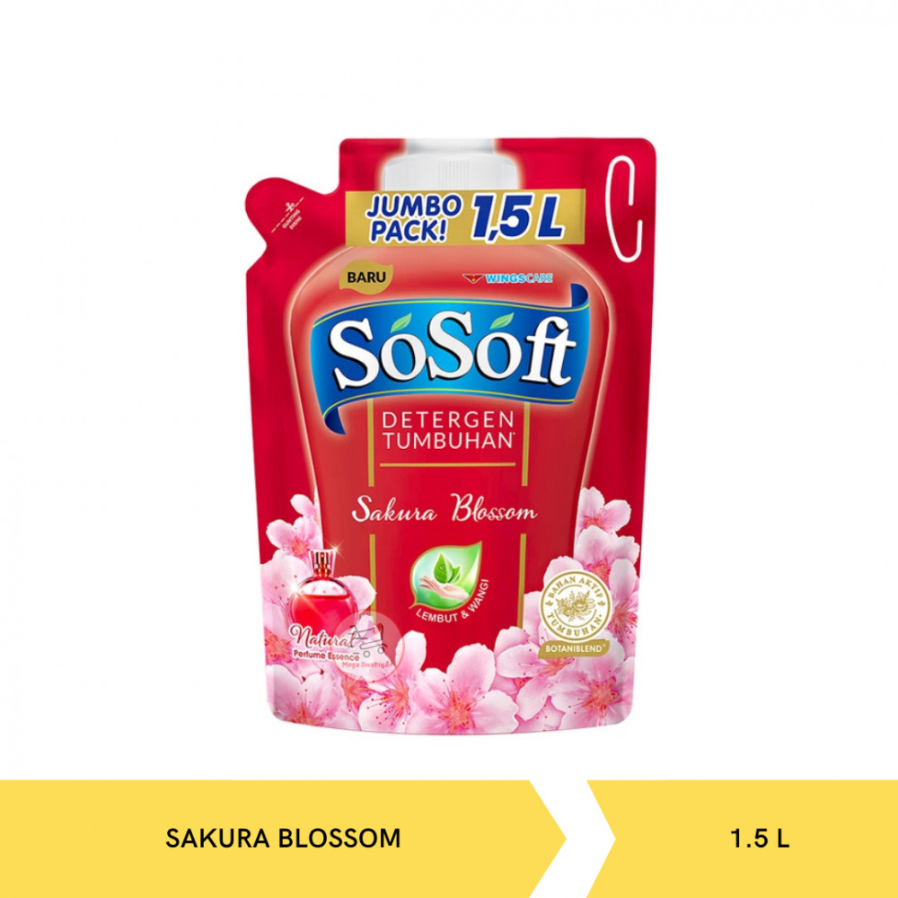 SO SOFT LIQ DET SAKURA BLOSSOM POUCH 1.5L X 6