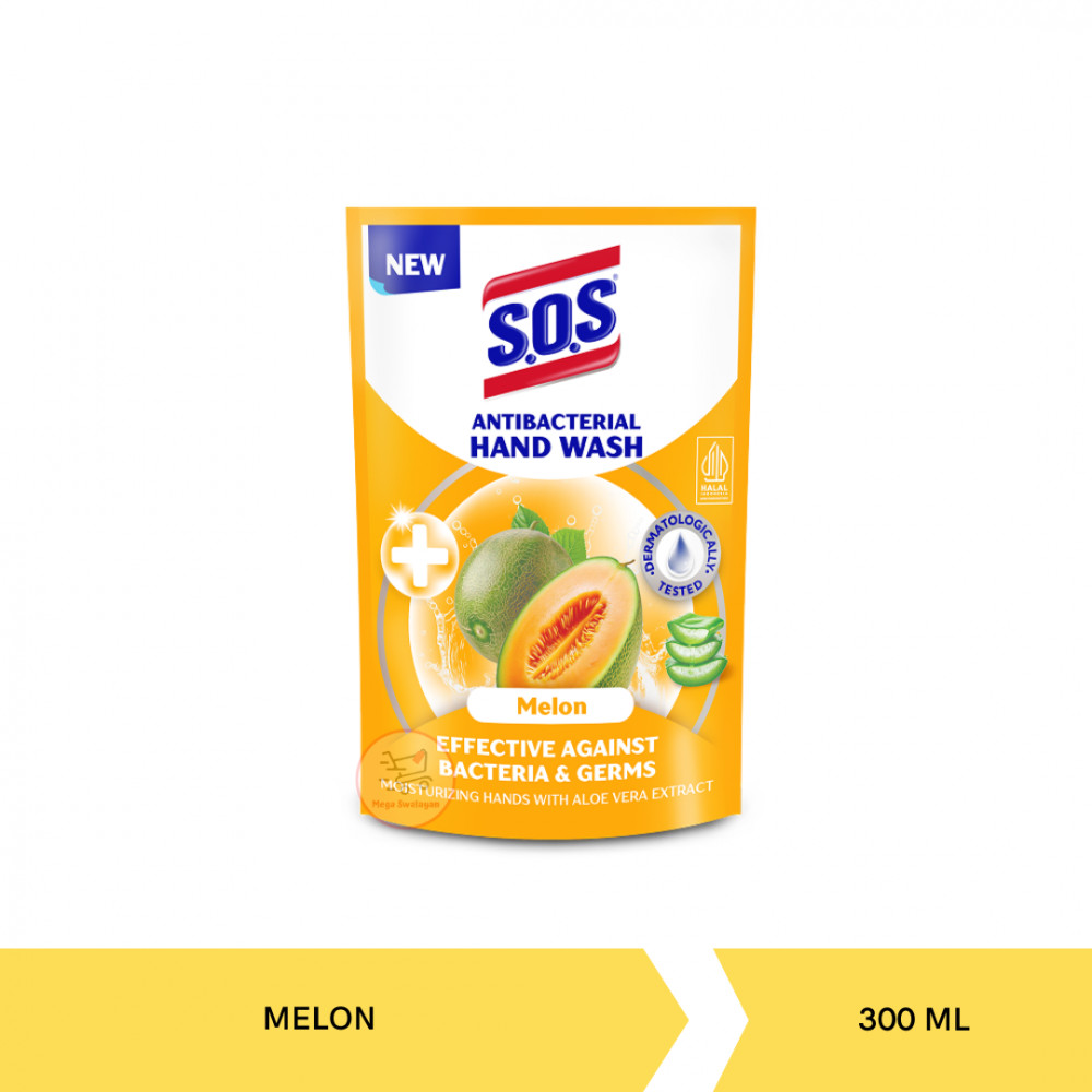 SOS HANDWASH MELON POUCH 300ML X 12