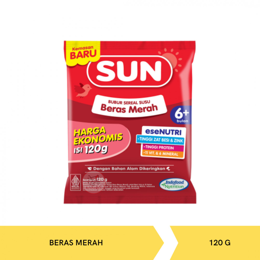 SUN BUBUR 6+ BERAS MERAH BAG 120G X 24
