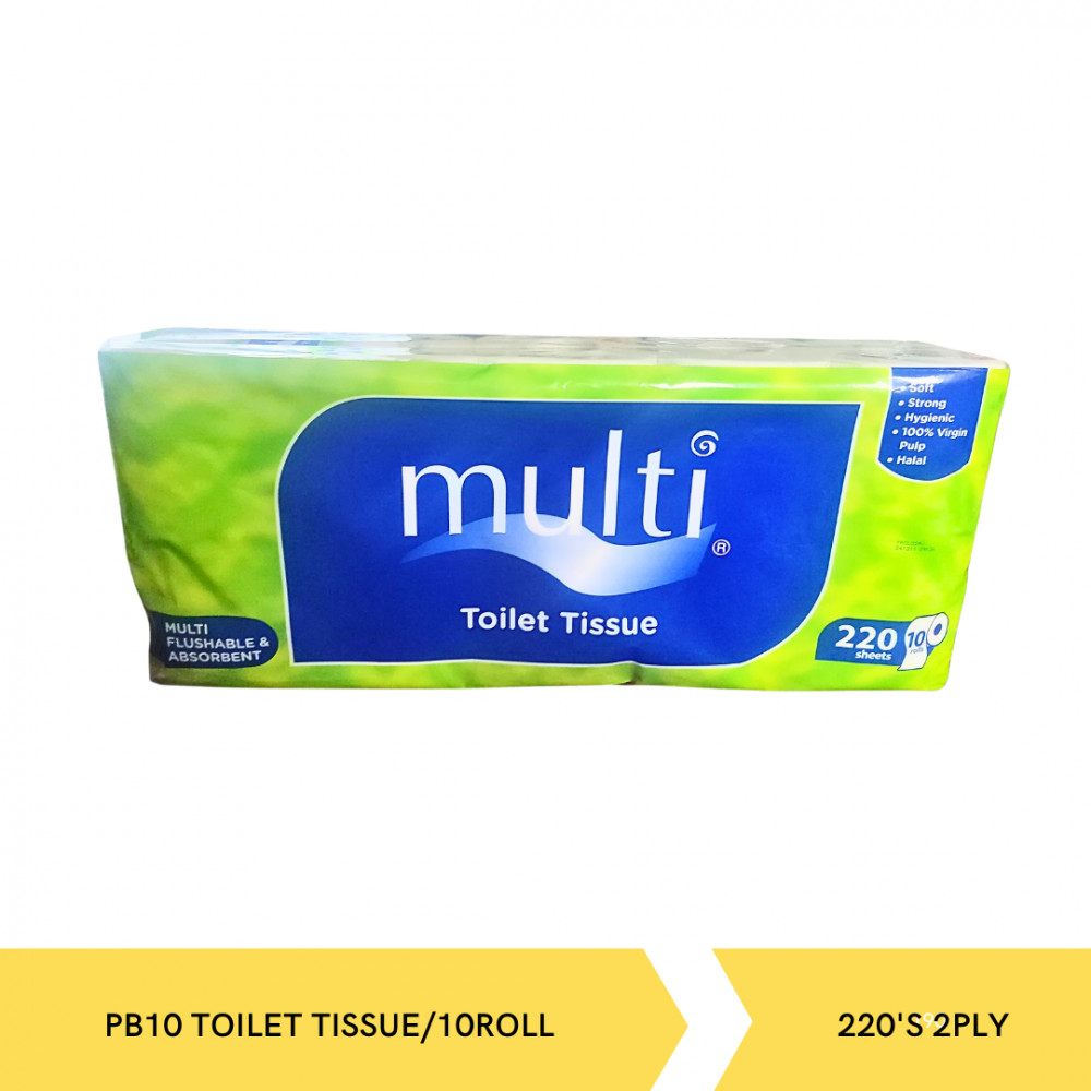 MULTI PB10 TOILET TISSUE/10ROLL 220`S 2PLY X 10